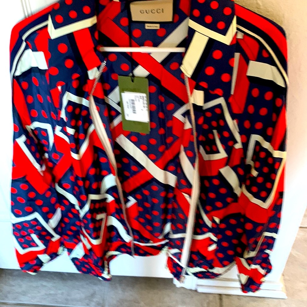 Gucci zip jacket bomber style silk